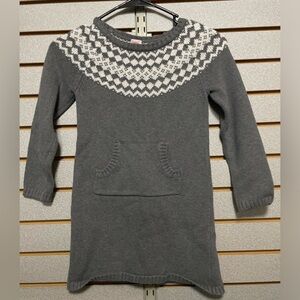 Gymboree 2010 Penguin Chalet Line Sweater Dress Gray White Front Pocket Size 7